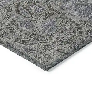 Photo of 8' Khaki Taupe And Gray Round Floral Washable Indoor Outdoor Area Rug