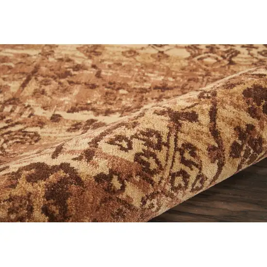 6' Latte And Red Floral Distressed Non Skid Round Rug Photo 9