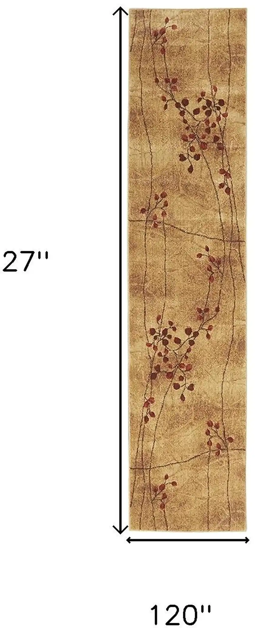 10' Latte Floral Runner Rug Photo 3