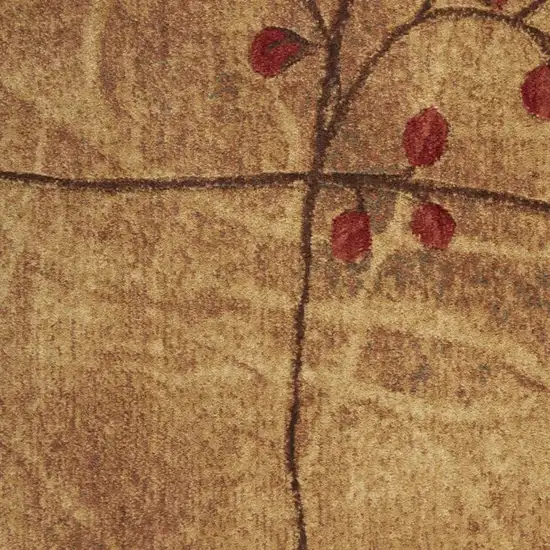 10' Latte Floral Runner Rug Photo 2