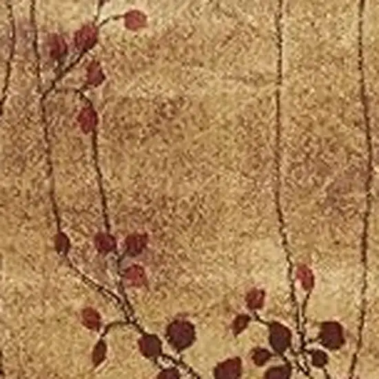 10' Latte Floral Runner Rug Photo 4