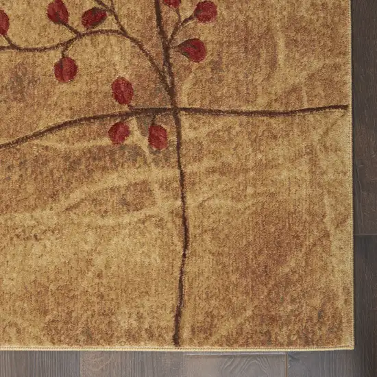 10' Latte Floral Runner Rug Photo 7