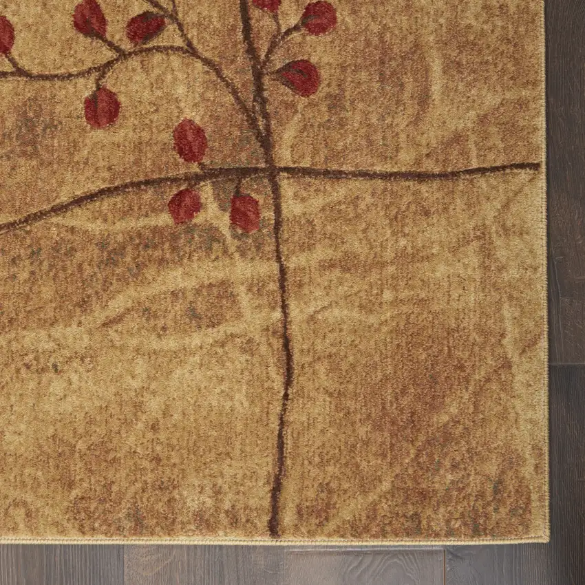 10' Latte Floral Runner Rug Photo 6