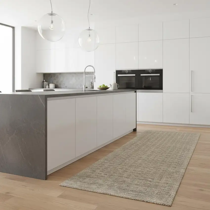 8' Latte Wool Runner Rug Photo 1