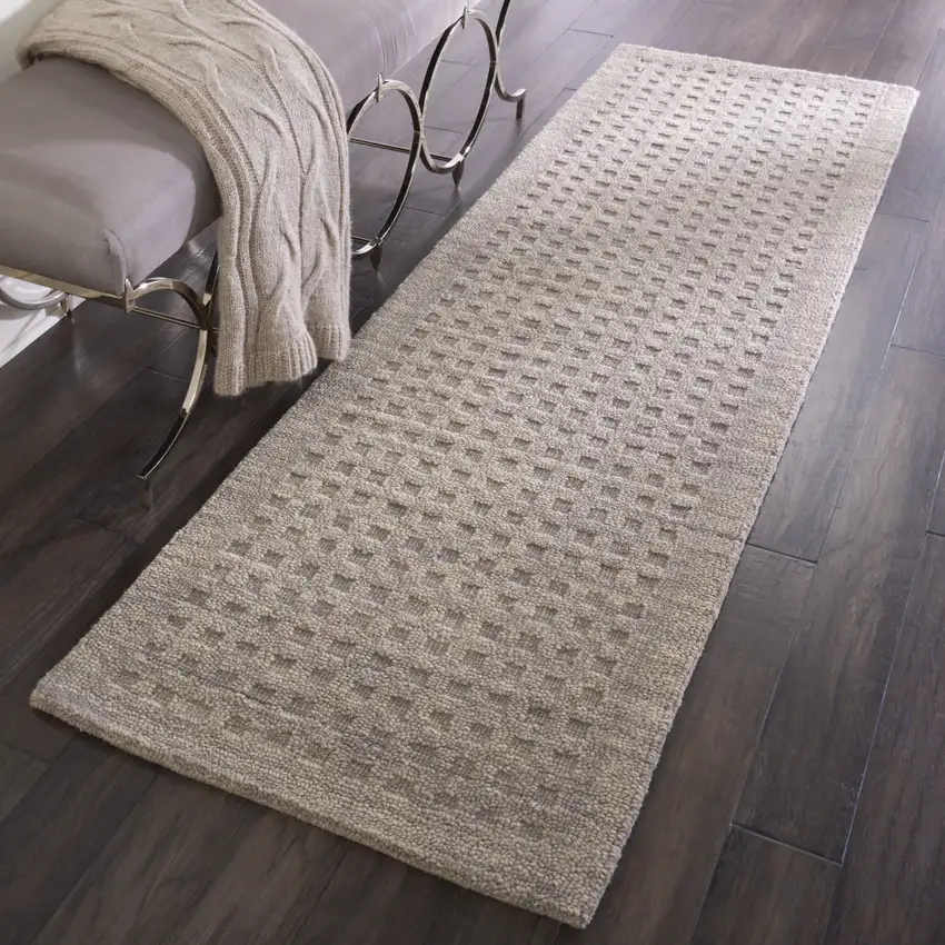8' Latte Wool Runner Rug Photo 5