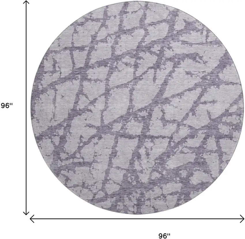 8' Lavender And Beige Abstract Washable Round Rug With UV Protection Photo 9