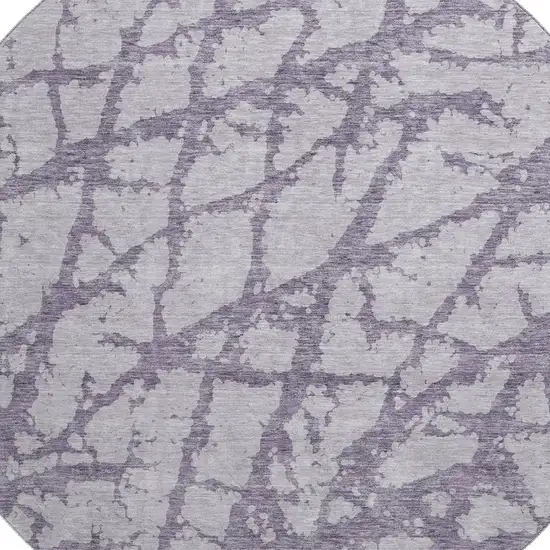 8' Lavender And Beige Abstract Washable Round Rug With UV Protection Photo 2