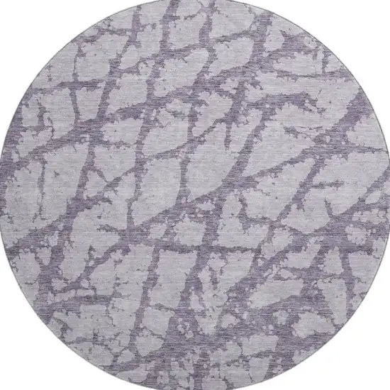 8' Lavender And Beige Abstract Washable Round Rug With UV Protection Photo 3