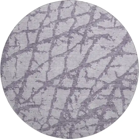8' Lavender And Beige Abstract Washable Round Rug With UV Protection Photo 1