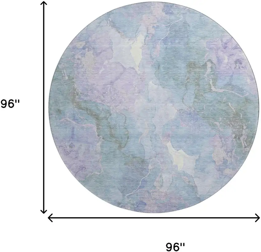 8' Lavender And Blue Abstract Washable Round Rug With UV Protection Photo 9