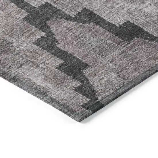 8' Lavender And Charcoal Round Aztec Washable Indoor Outdoor Area Rug Photo 7