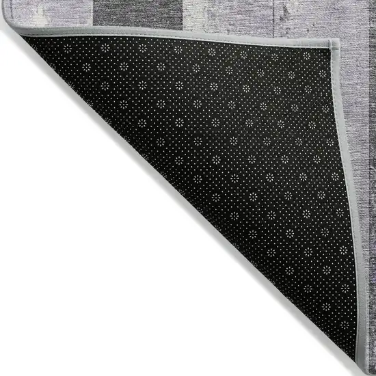 8' Lavender And Charcoal Round Striped Washable Indoor Outdoor Area Rug Photo 9