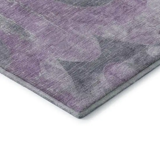 8' Lavender And Gray Abstract Washable Round Rug With UV Protection Photo 6