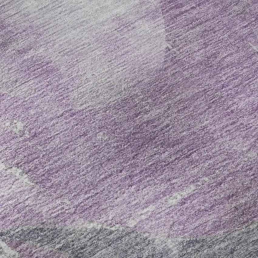 8' Lavender And Gray Abstract Washable Round Rug With UV Protection Photo 8