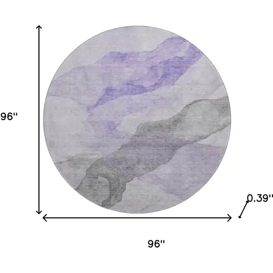 8' Lavender And Gray Abstract Washable Round Rug With UV Protection Photo 7