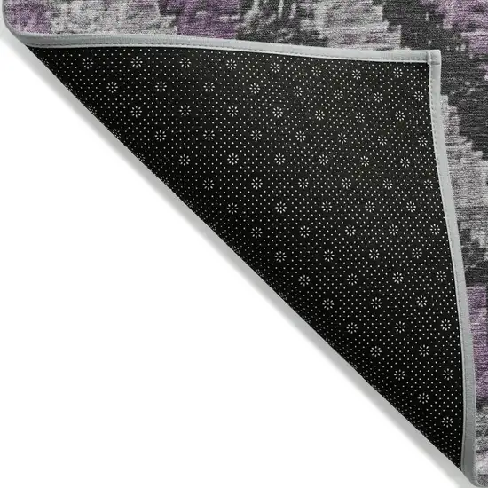 8' Lavender And Gray Round Aztec Washable Indoor Outdoor Area Rug Photo 7