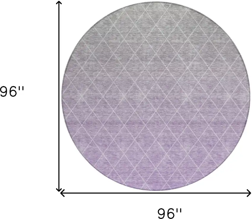 8' Lavender And Gray Round Geometric Washable Indoor Outdoor Area Rug Photo 3