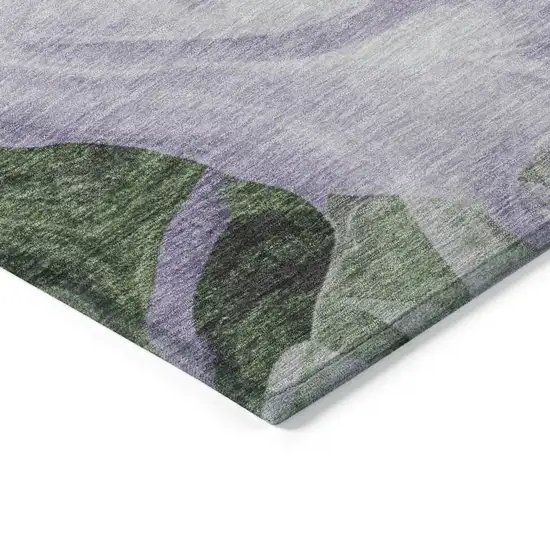 8' Lavender And Green Round Abstract Washable Indoor Outdoor Area Rug Photo 7