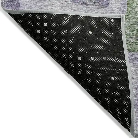 8' Lavender And Green Round Abstract Washable Indoor Outdoor Area Rug Photo 8