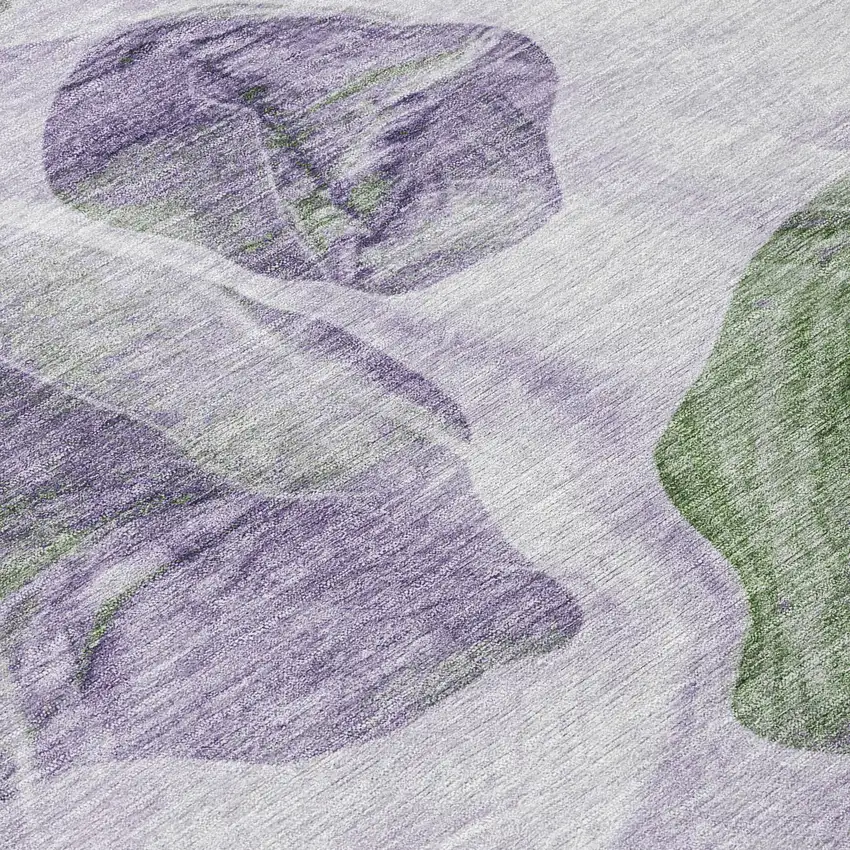 8' Lavender And Green Round Abstract Washable Indoor Outdoor Area Rug Photo 9