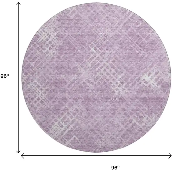 8' Lavender And Ivory Abstract Geometric Washable Round Rug With UV Protection Photo 3
