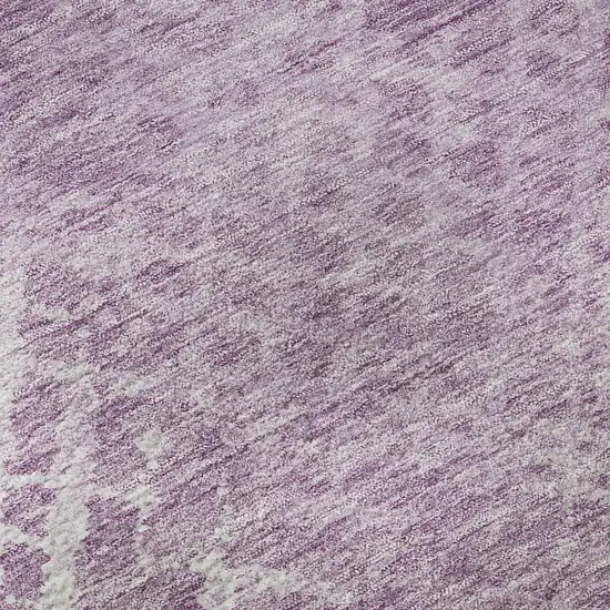 8' Lavender And Ivory Abstract Geometric Washable Round Rug With UV Protection Photo 9