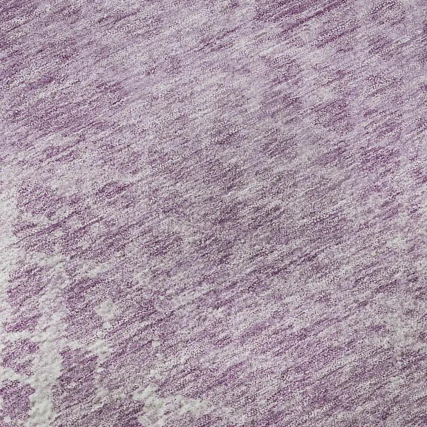 8' Lavender And Ivory Abstract Geometric Washable Round Rug With UV Protection Photo 9