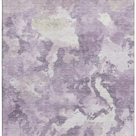 8' Lavender And Ivory Abstract Washable Area Rug With UV Protection Photo 3