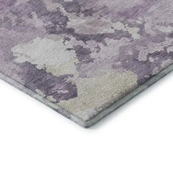 8' Lavender And Ivory Abstract Washable Area Rug With UV Protection Photo 7