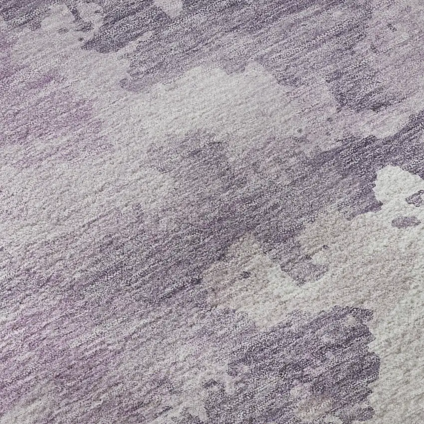 8' Lavender And Ivory Abstract Washable Area Rug With UV Protection Photo 9