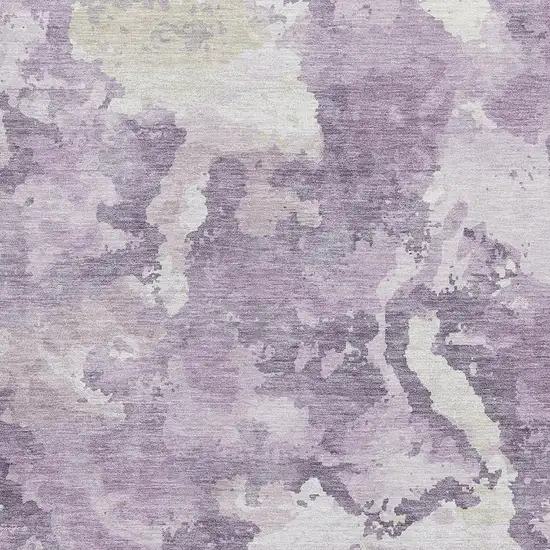 8' Lavender And Ivory Abstract Washable Area Rug With UV Protection Photo 2