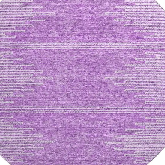 8' Lavender And Ivory Abstract Washable Round Rug With UV Protection Photo 3