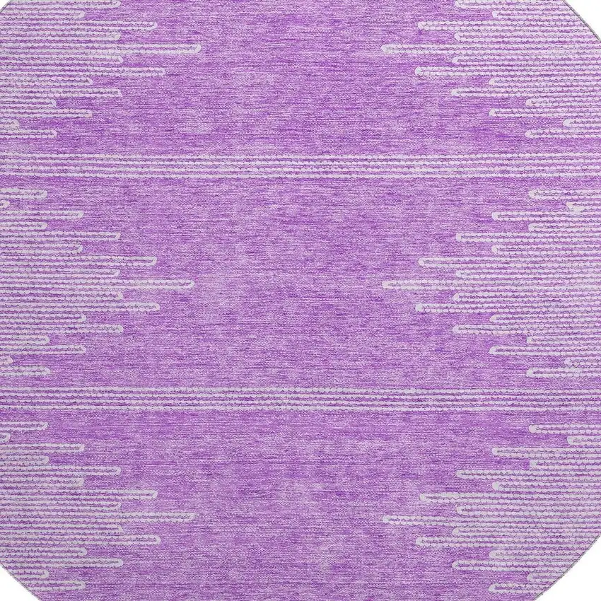 8' Lavender And Ivory Abstract Washable Round Rug With UV Protection Photo 3