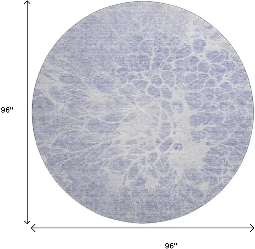 8' Lavender And Ivory Abstract Washable Round Rug With UV Protection Photo 9