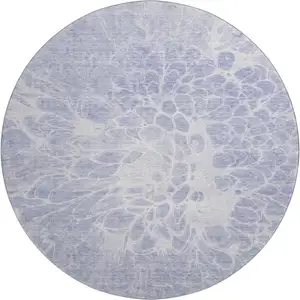 Photo of 8' Lavender And Ivory Abstract Washable Round Rug With UV Protection