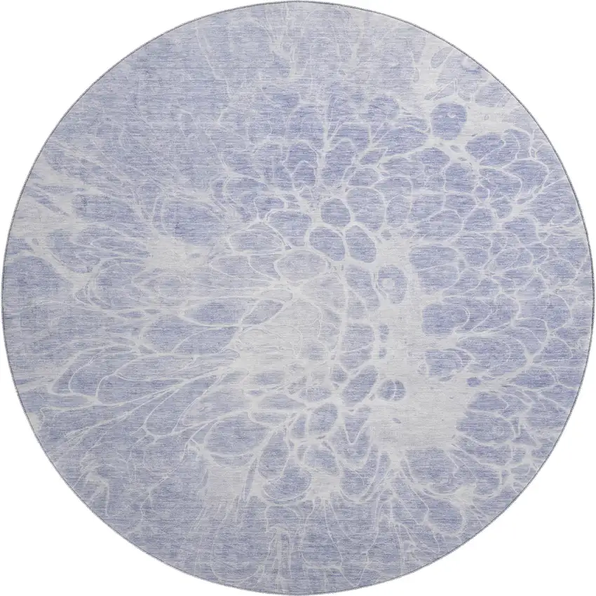 8' Lavender And Ivory Abstract Washable Round Rug With UV Protection Photo 1