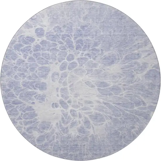 8' Lavender And Ivory Abstract Washable Round Rug With UV Protection Photo 3
