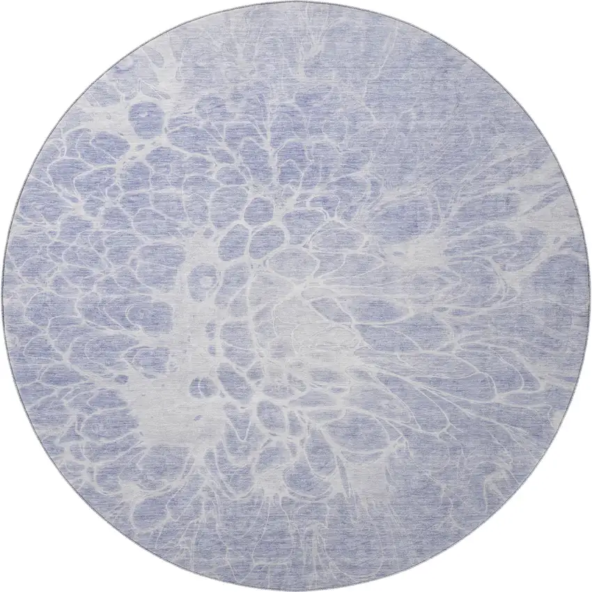 8' Lavender And Ivory Abstract Washable Round Rug With UV Protection Photo 3