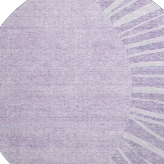 8' Lavender And Ivory Abstract Washable Round Rug With UV Protection Photo 3
