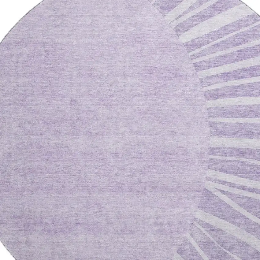 8' Lavender And Ivory Abstract Washable Round Rug With UV Protection Photo 3