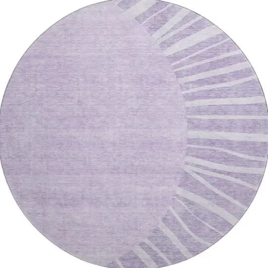 8' Lavender And Ivory Abstract Washable Round Rug With UV Protection Photo 4