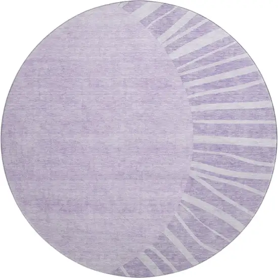 8' Lavender And Ivory Abstract Washable Round Rug With UV Protection Photo 1