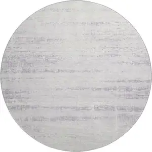 Photo of 8' Lavender And Ivory Abstract Washable Round Rug With UV Protection