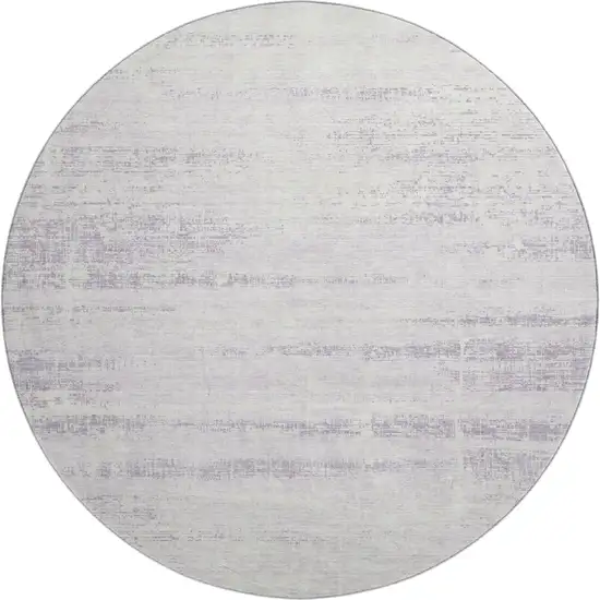 8' Lavender And Ivory Abstract Washable Round Rug With UV Protection Photo 1