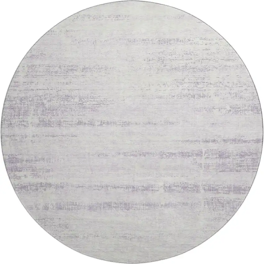 8' Lavender And Ivory Abstract Washable Round Rug With UV Protection Photo 1