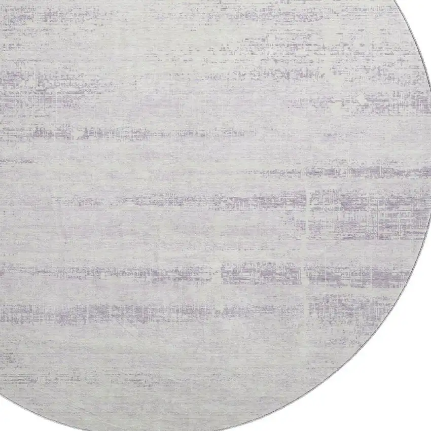 8' Lavender And Ivory Abstract Washable Round Rug With UV Protection Photo 3