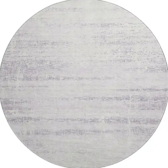 8' Lavender And Ivory Abstract Washable Round Rug With UV Protection Photo 4