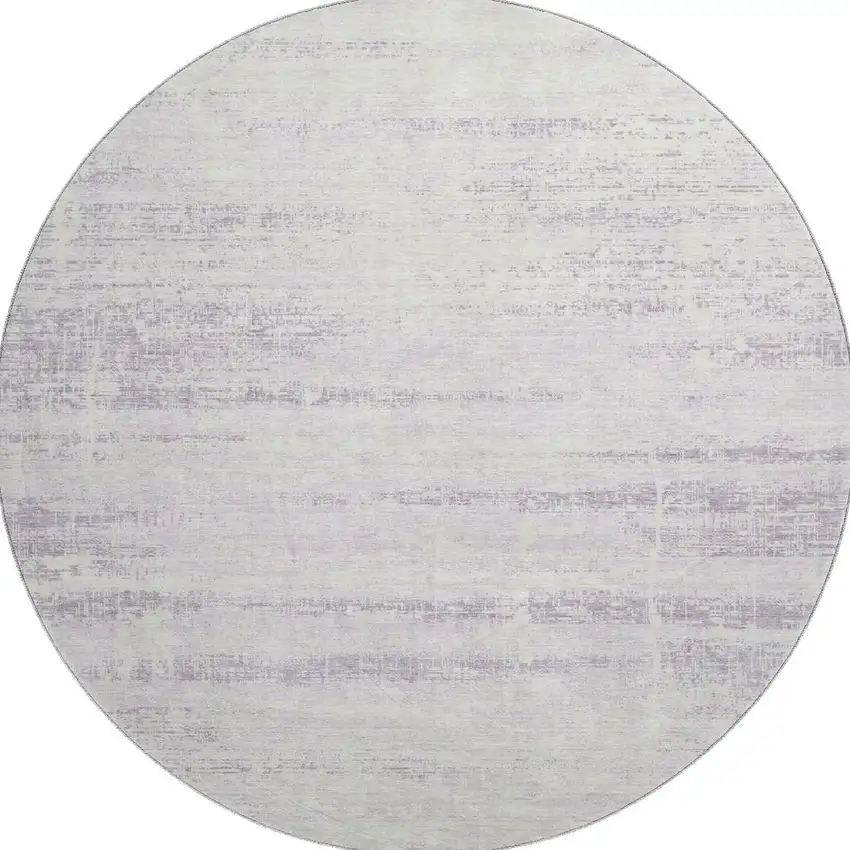 8' Lavender And Ivory Abstract Washable Round Rug With UV Protection Photo 4