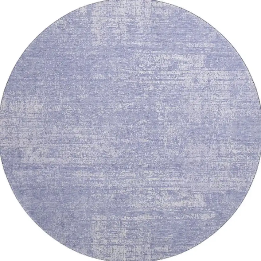 8' Lavender And Ivory Abstract Washable Round Rug With UV Protection Photo 4