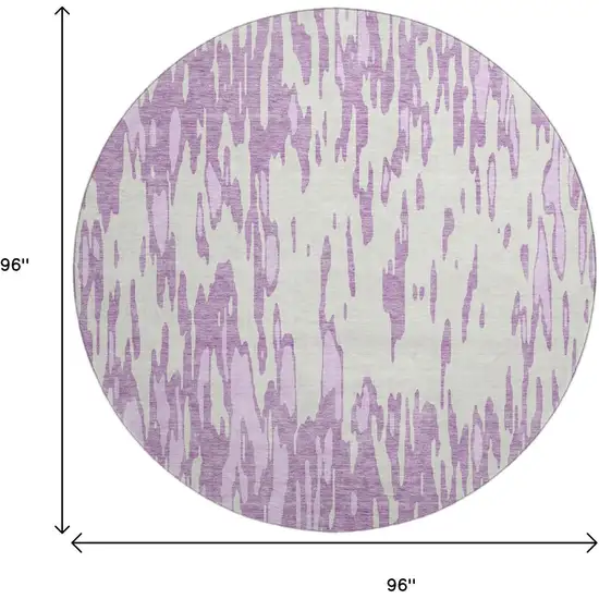 8' Lavender And Ivory Abstract Washable Round Rug With UV Protection Photo 9